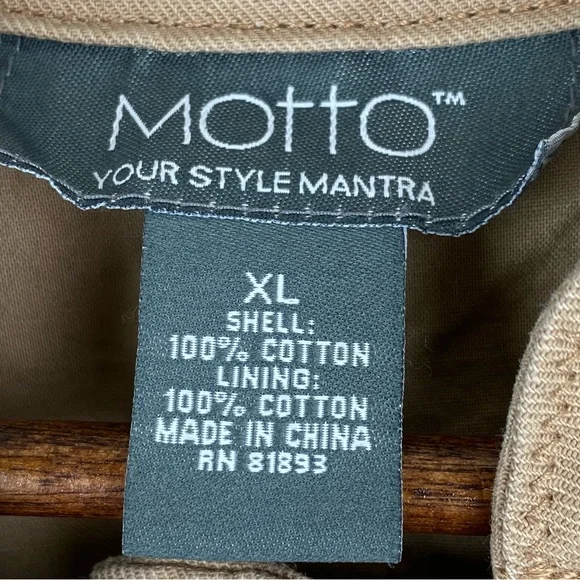 Motto size XL Women’s Tan Button Up Buckle Utility Jacket - Picture 3 of 6